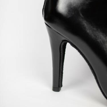 Хілси leather з язичком, професійне взуття для сучасних танців з відкритим носком та шнурівкою. Ботильйони для High heels (хай хілс), Чорний