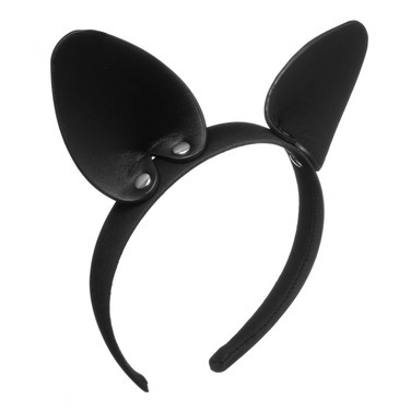 Ушки кошки на обруче,кожа, черные