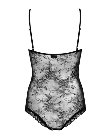 Боди ажурное со шнуровкой и открытым доступом Obsessive Slevika черный, S/M