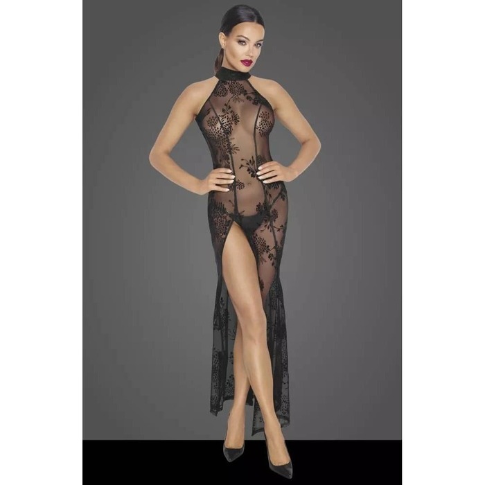 Сукня довга сексуальна з візерунками S F239 Noir Handmade, чорна