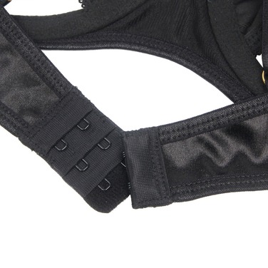 Чорний сексуальний оксамитовий комплект білизни Star Night з чокером та декоративною фурнітурою, M