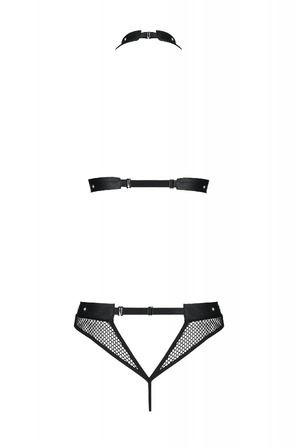 Комплект білизни в сіточку з відкритим доступом MOONLIGHT SET black S/M - Passion