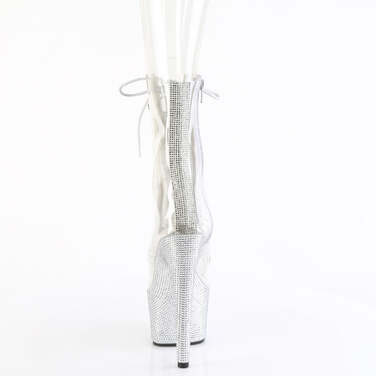 Ботильоны Bejeweled-1021C-2, каблук 7 дюймов, высота 2 3/4 дюйма, открытый носок, PF, боковая молния, прозрачный/серебристый