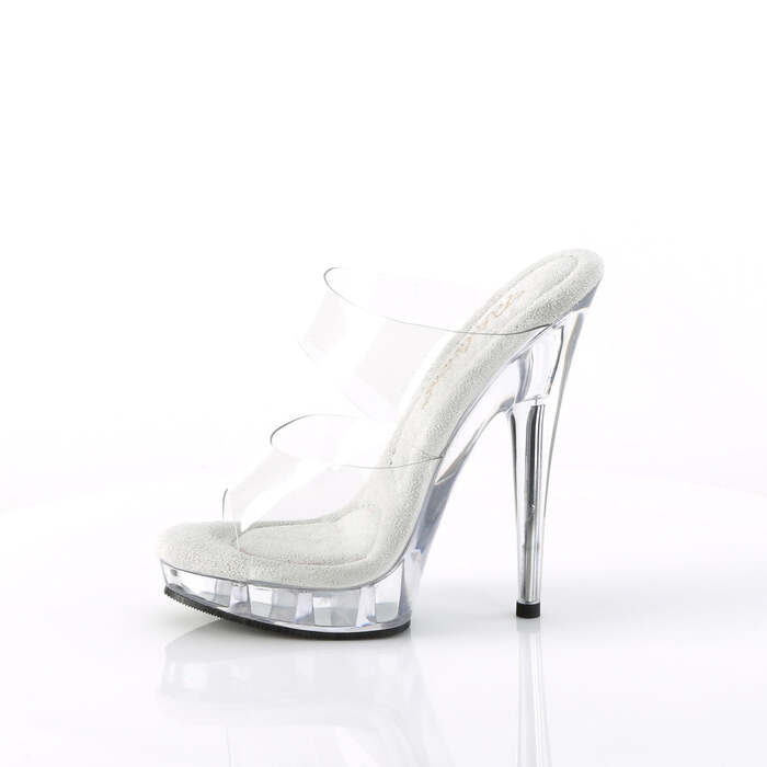 Шлёпанцы Sultry-602, каблук 6 дюймов, двухполосный PF-шлёпанец высотой 1 дюйм, прозрачные
