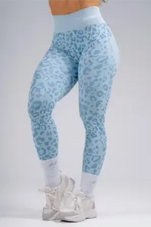 Компрессионные легинсы Nebbia Push-Up с леопардовым принтом PRIMAL Blue Leopard 849