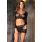Комплект з двох частин з рукавами та міні-спідницею 2PC CROCHET BODYSTOCKING BLACK, OS