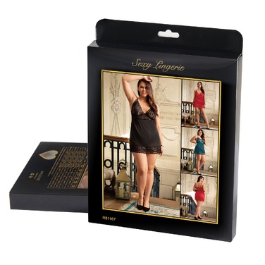 Пеньюар кружевной Star Night с трусиками, черный, M