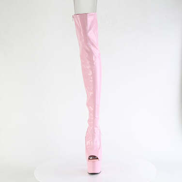 Чоботи Adore-3011HWR на підборах 7 дюймів, чоботи до стегна 2 3/4 дюйма з відкритим носком, з блискавкою збоку, рожеві