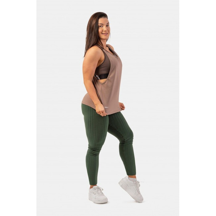 Майка Sleeveless Loose Cross Back Tank Top 'Feeling Good' Brown 419