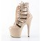 Ботинки Pleaser Adore-1013MST, каблук 7 дюймов, ремни PF шириной 2 3/4 дюйма, сетчатые ботильоны, молния сзади, лакированная кожа телесного цвета