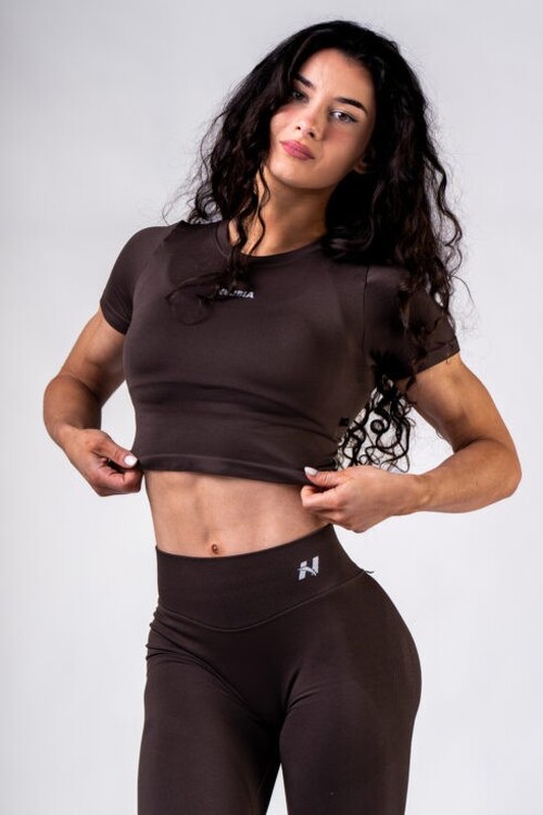 Топ Nebbia Seamless Short-Sleeve Top POWER Dark Brown 891