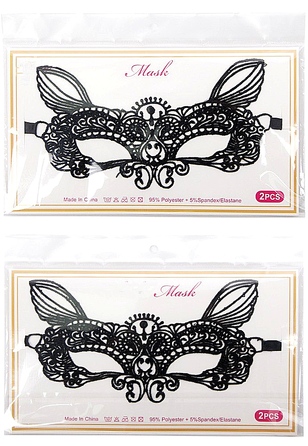 Маски на глаза Star Night кружевные с ушками, черные, 2 шт (без коробки)