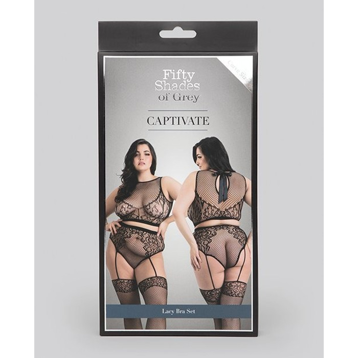 Ажурный комплект Fifty Shades Of Grey Captivate Lacy Bra Set Black O-s Curve