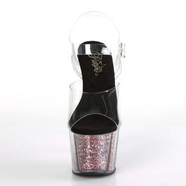 Босоножки Adore-708CG *Каблук 7 дюймов, ремешок на щиколотке 2 3/4 дюйма, прозрачный/розовый