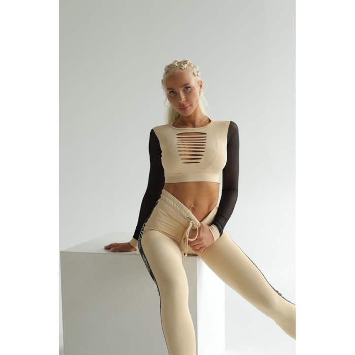 ЛЕГІНСИ BEIGE LEGGINGS WITH CUSTOM ELASTIC