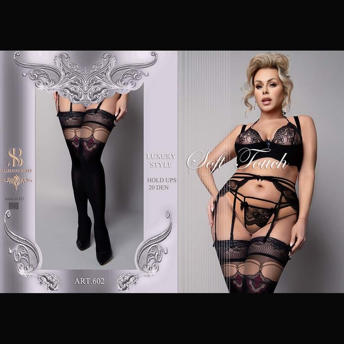 Панчохи Ballerina's Secret з широкими мереживними манжетами, чорні, XL