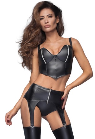 Пояс для чулок сексуальный из винила Noir Handmade F166 черный, M