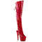Сапоги Pleaser Adore-3019HWR, каблук 7 дюймов, 2 3/4 дюйма, ботфорты с открытым носком и пяткой, молнией сбоку, красная эластичная голографическая ткань