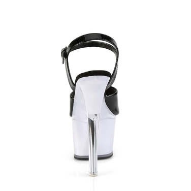 Босоніжки Discolite-709 на підборах 7 дюймів, ремінець на щиколотці 2 3/4 дюйма з підсвічуванням LED, чорні/білі