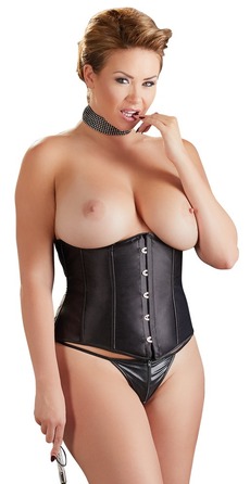 Корсет з відкритим бюстом Cottelli Collection Underbust Corset зі шнурівкою, чорний, XL