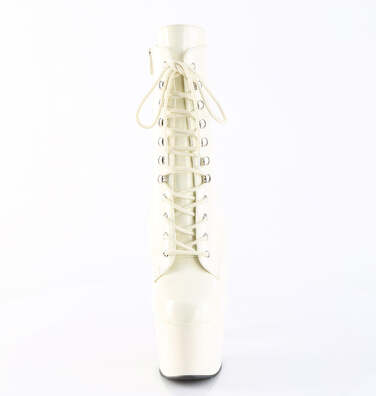 Ботинки Adore-1020, каблук 7 дюймов, ботинок с PF-застежкой на шнуровке спереди высотой 2 3/4 дюйма, молния сбоку, лакированная кожа цвета «сливовый»