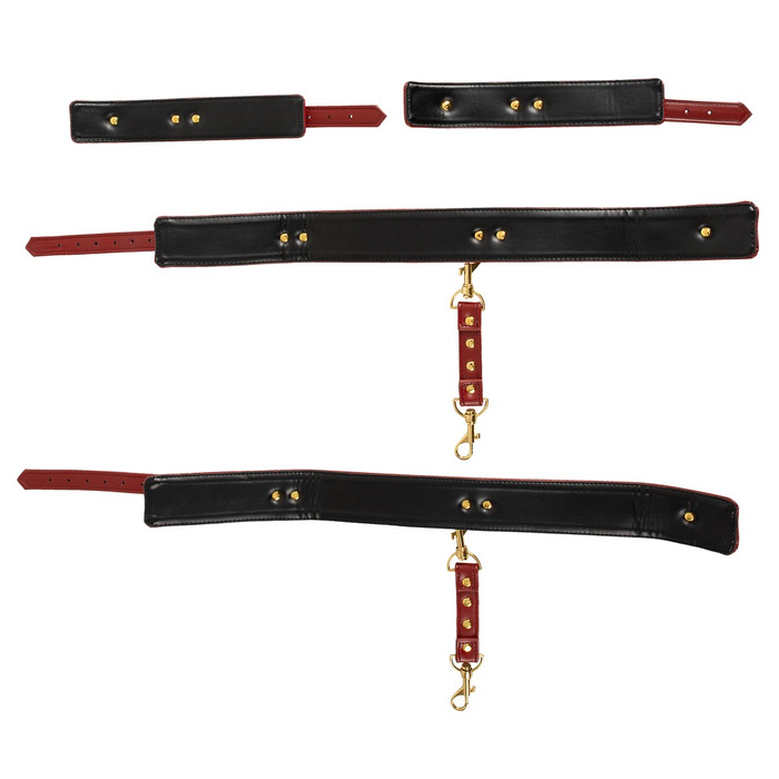 Наручники и набедренные фиксаторы Bad Kitty красные