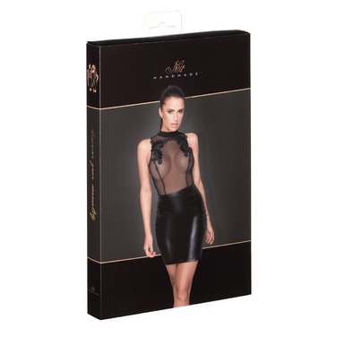 Платье с полупрозрачным верхом и вышивкой Noir Handmade F222 черное, M