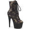 Чоботи Pleaser Adore-1020 см *7 дюймів на підборах, 2 3/4 дюйма на шнурівці спереду, зелені/чорні