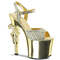 Босоножки Pleaser Revolver-709G *7 дюймов, каблук R/S, декорированный пистолетом, ремешок на щиколотке 3 1/4 дюйма, золото