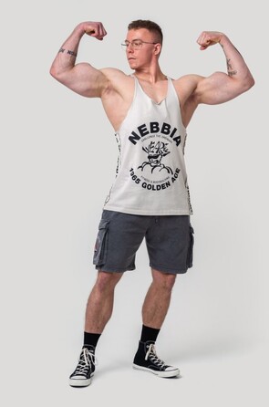 Майка Nebbia Washed Muscle Back Stringer GOLDEN AGE Light Grey 791