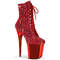 Ботинки Pleaser Flamingo-1020CHRS *Каблук 8 дюймов, ботильоны RS с отделкой, шнуровкой 4 дюйма, боковая молния, красные
