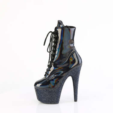 Ботинки Bejeweled-1020-7, каблук 7 дюймов, 2 3/4 дюйма, шнуровка спереди, боковая молния, чёрные