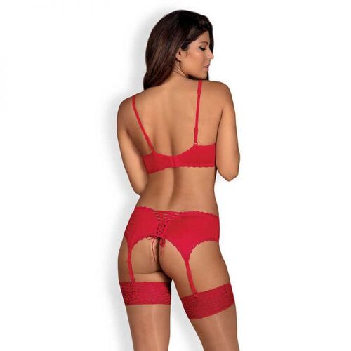 Комплект Obsessive Jolierose 3-pcs set red L/XL