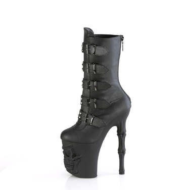 Сапоги Rapture-1052BK *8-дюймовый каблук-косточка, 4-дюймовый ботинок с черепом и PF, молния внутри, чёрная искусственная кожа/чёрный