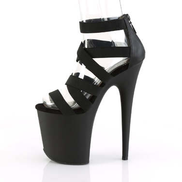 Босоножки Flamingo-859, каблук 8 дюймов, ремешок на щиколотке 4 дюйма, перекрещивающиеся ремни, молния сзади, черная веганская кожа/черный