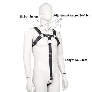 Сбруя мужская с кольцом на пенис РТ3 черная (Кожа)