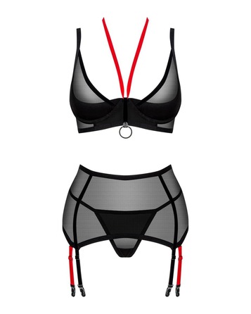 Комплект полупрозрачный XS/S Glandez Obsessive, 3 предмета, черный