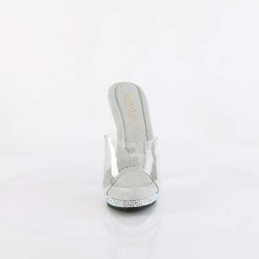 Шлепанцы Lip-101DM, каблук 5 дюймов, скользящий 3/4 дюйма, прозрачный/серебристый
