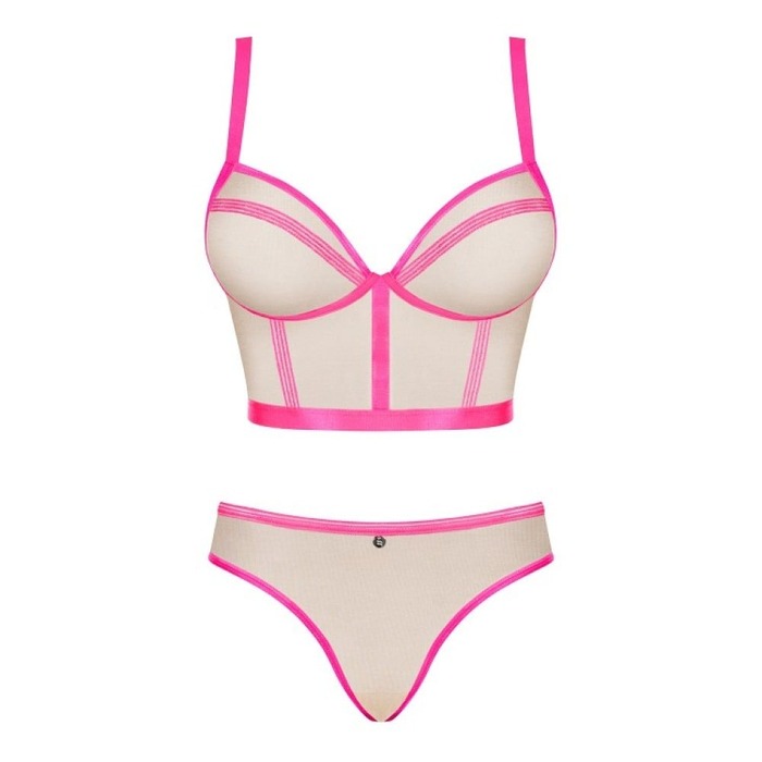 Комплект Obsessive Nudelia top & panties pink S/M