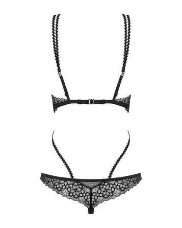 Боди Obsessive Liferia с открытой грудью, черное, S/M