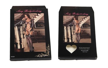 Бодистокинг с имитацией чулок, ажурными вставками и декоративной шнуровкой Star Night черный, XS-M