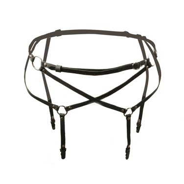 Пояс для чулок One Size S4, натуральная кожа, черный