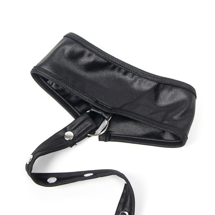 Платье из искусственной кожи и ремешками на руки и шею Star Night с трусиками, черный, М