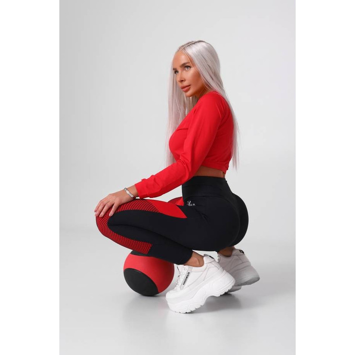 Топ спортивний Fitzona Red Jacket з блискавкою, компресійний для фітнесу та йоги