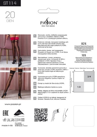 Панчохи ST114 бежеві з чорно-червоним візерунком, 1/2 (20 den) - Passion