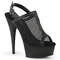 Босоніжки Pleaser Delight-636 на підборах *6 дюймів, 1 3/4 дюйма з сітки та ремінцем ззаду з PF, чорні, веганська шкіра