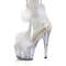 Босоножки Pleaser Adore-724F, каблук 7 дюймов, манжета на щиколотке из меха марабу PF 2 3/4 дюйма, молния сзади, белые