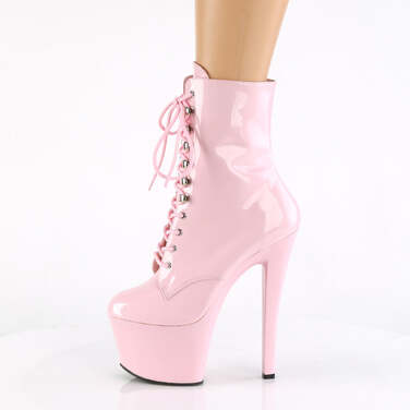 Ботинки Sky-1020, каблук 7 дюймов, высота ботинок 6 см, шнуровка спереди, молния сбоку, нежно-розовый