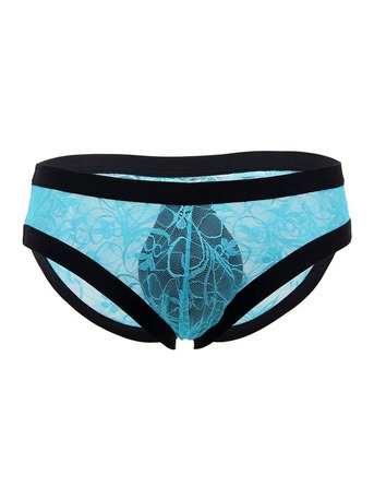 Чоловічі мереживні труси Star Night блакитні з чорним оздобленням, XS