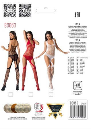 Бодистокинг BS060 Black Passion, с геометрическим рисунком, черный, S/L